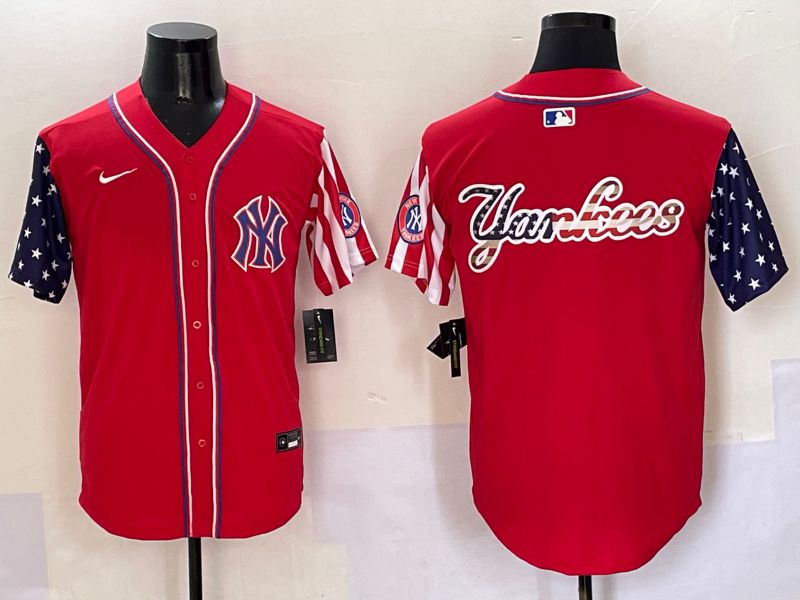 Men New York Yankees Blank Red a generation of national flags Jointly Name 2025 Nike MLB Jersey style 9